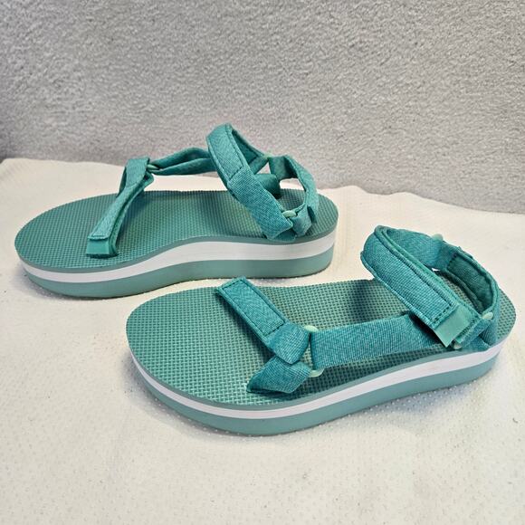 Teva Platform Universal Sandals Womens 10 Blue Strappy Hook & Loop Water Shoes - Picture 1 of 12